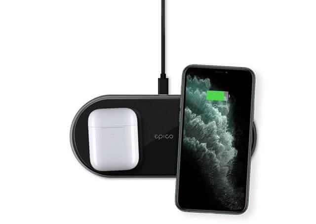 EPICO ultratenká duálna bezdrôtová nabíjačka s adaptérom v balení 9915101300135, čierna